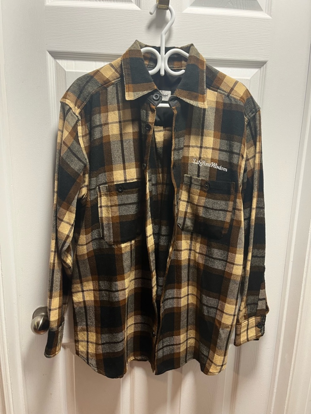 Men's Yellow Black Plaid Button-Down Shirt